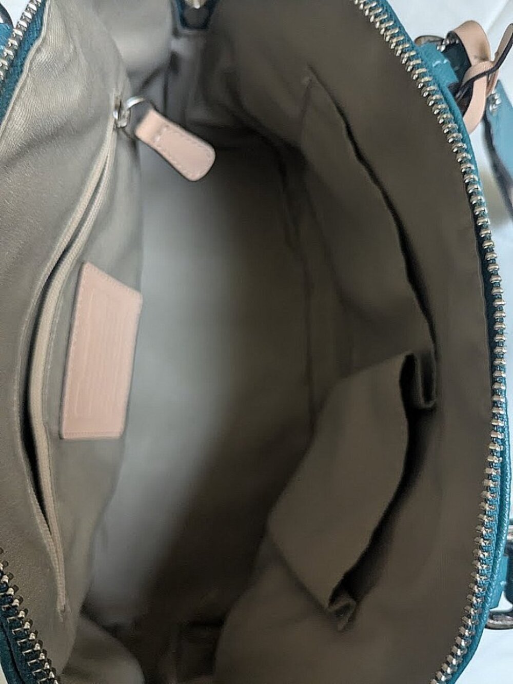 Coach Peyton Cora Domed Satchel Bag Handbag Crossbody Leather Jade Teal Green - Picture 8 of 8